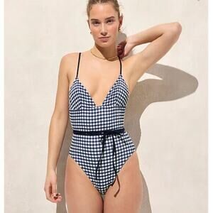 NWT J. Crew 12 Strappy Gigham One-Piece Swimsuit